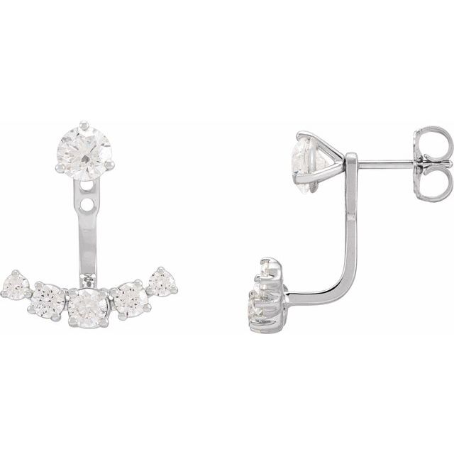 14K White Gold 3.65 Mm Round Polished 1 Ctw Lab-Grown Diamond Earring Jackets