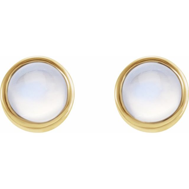 14K Yellow Or White Or Rose Gold 3Mm Round Friction Back Polished Natural Turquoise Bezel-Set Earrings