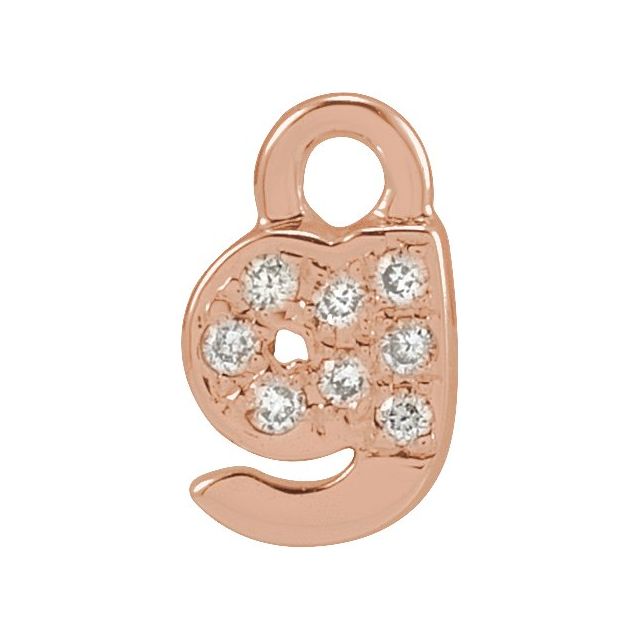 14K Yellow Or White Or Rose Gold Round .75 Mm I1, H+ Polished Natural Diamond Lowercase Initial Dangle