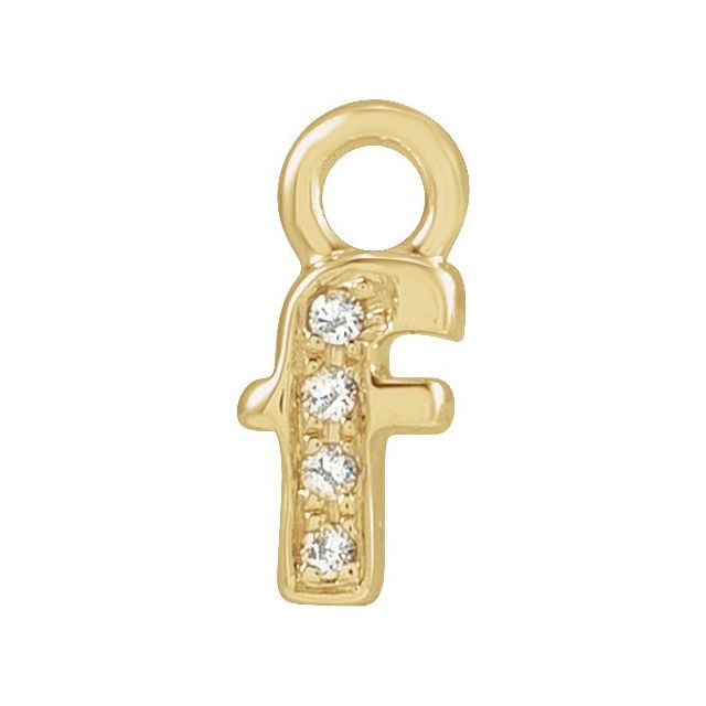 14K Yellow Or White Or Rose Gold Round .75 Mm I1, H+ Polished Natural Diamond Lowercase Initial Dangle