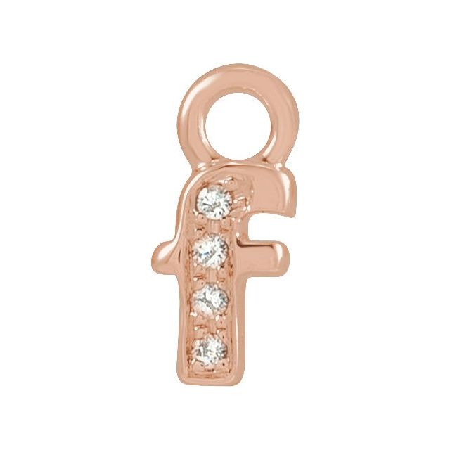 14K Yellow Or White Or Rose Gold Round .75 Mm I1, H+ Polished Natural Diamond Lowercase Initial Dangle