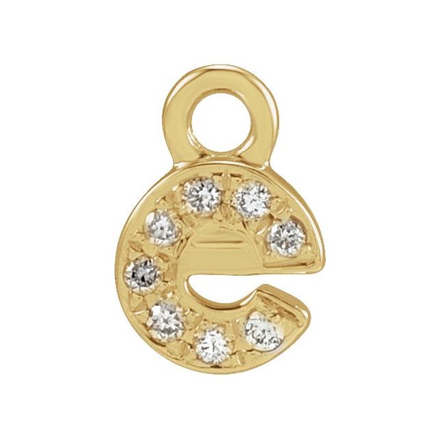 14K Yellow Or White Or Rose Gold Round .75 Mm I1, H+ Polished Natural Diamond Lowercase Initial Dangle