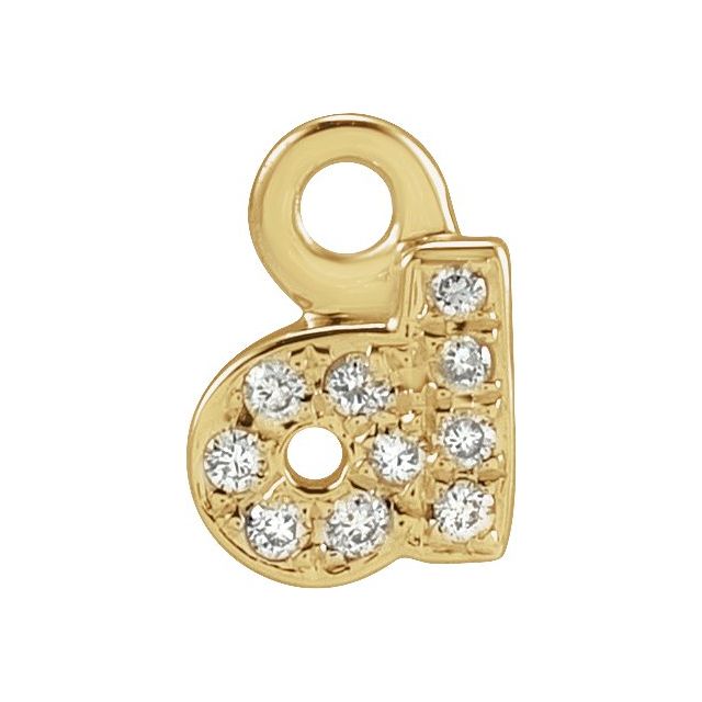 14K Yellow Or White Or Rose Gold Round .75 Mm I1, H+ Polished Natural Diamond Lowercase Initial Dangle