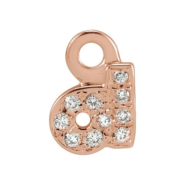 14K Yellow Or White Or Rose Gold Round .75 Mm I1, H+ Polished Natural Diamond Lowercase Initial Dangle