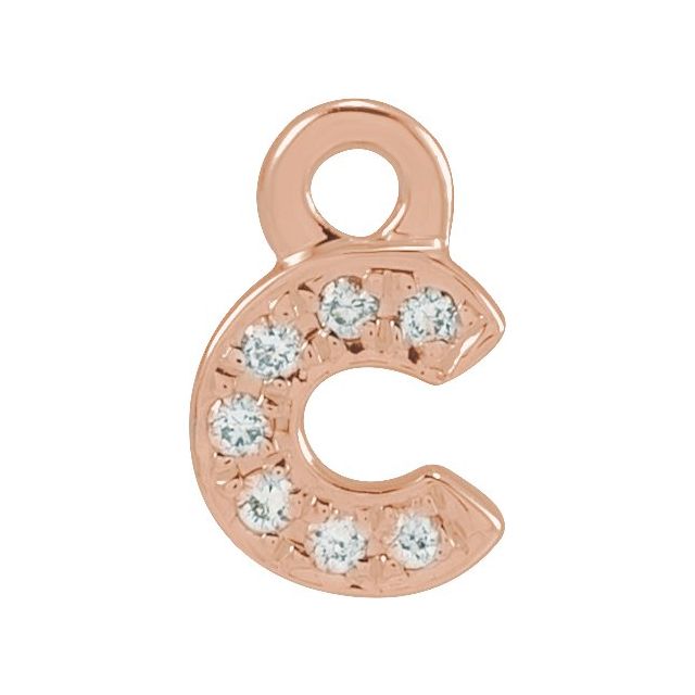 14K Yellow Or White Or Rose Gold Round .75 Mm I1, H+ Polished Natural Diamond Lowercase Initial Dangle