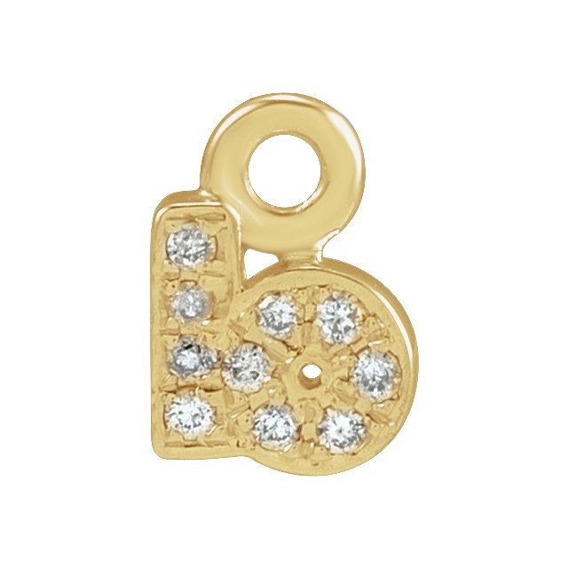 14K Yellow Or White Or Rose Gold Round .75 Mm I1, H+ Polished Natural Diamond Lowercase Initial Dangle