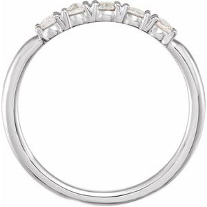 Platinum Oval 4 X 3 Mm Polished 1/2 Ctw Natural Diamond Rose-Cut Anniversary Band Size 7