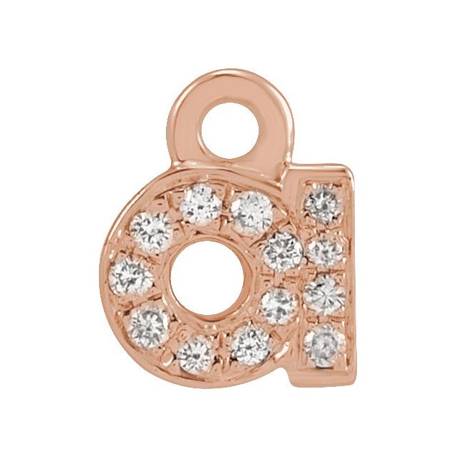 14K Yellow Or White Or Rose Gold Round .75 Mm I1, H+ Polished Natural Diamond Lowercase Initial Dangle