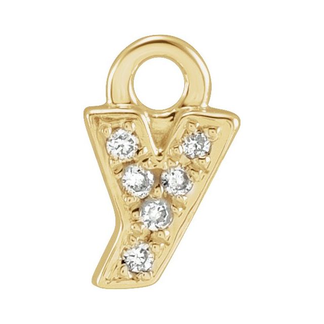 14K Yellow Or White Or Rose Gold Round .75 Mm I1, H+ Polished Natural Diamond Lowercase Initial Dangle