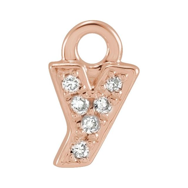 14K Yellow Or White Or Rose Gold Round .75 Mm I1, H+ Polished Natural Diamond Lowercase Initial Dangle