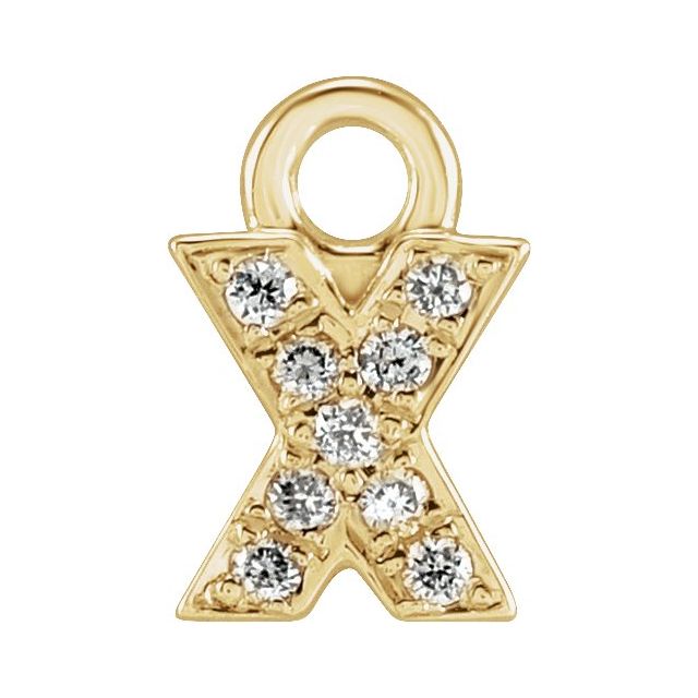14K Yellow Or White Or Rose Gold Round .75 Mm I1, H+ Polished Natural Diamond Lowercase Initial Dangle