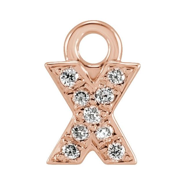 14K Yellow Or White Or Rose Gold Round .75 Mm I1, H+ Polished Natural Diamond Lowercase Initial Dangle