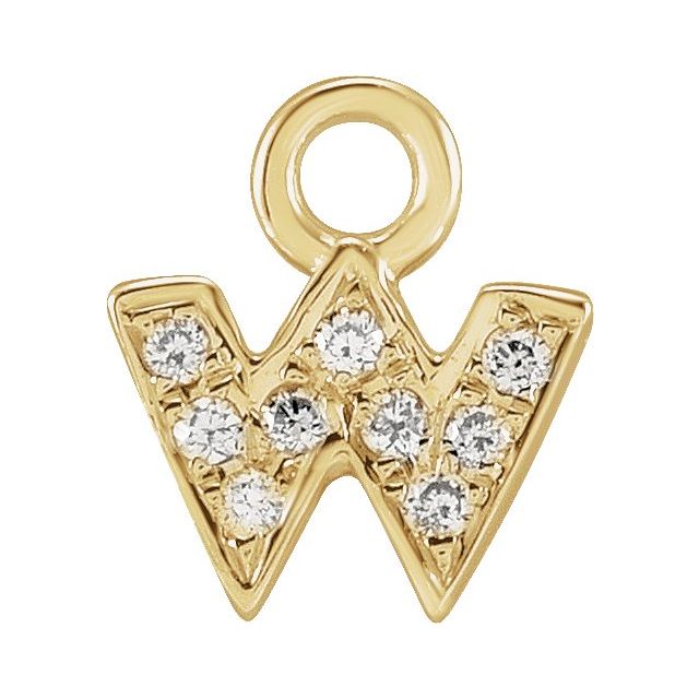 14K Yellow Or White Or Rose Gold Round .75 Mm I1, H+ Polished Natural Diamond Lowercase Initial Dangle