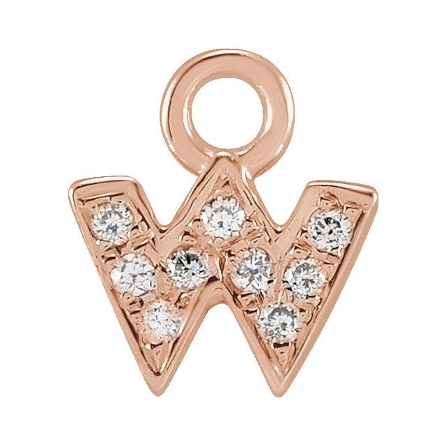 14K Yellow Or White Or Rose Gold Round .75 Mm I1, H+ Polished Natural Diamond Lowercase Initial Dangle