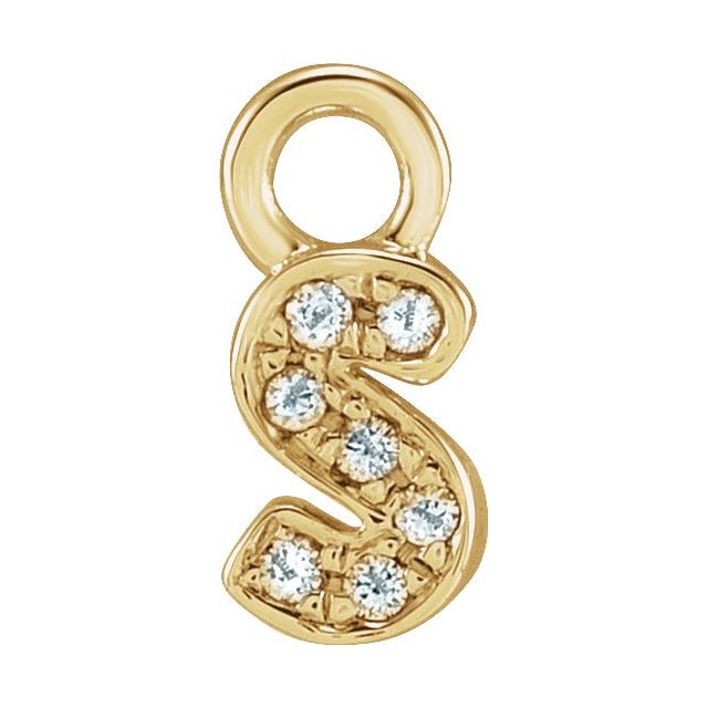 14K Yellow Or White Or Rose Gold Round .75 Mm I1, H+ Polished Natural Diamond Lowercase Initial Dangle