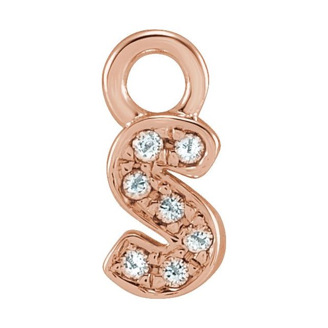14K Yellow Or White Or Rose Gold Round .75 Mm I1, H+ Polished Natural Diamond Lowercase Initial Dangle