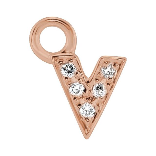 14K Yellow Or White Or Rose Gold Round .75 Mm I1, H+ Polished Natural Diamond Lowercase Initial Dangle