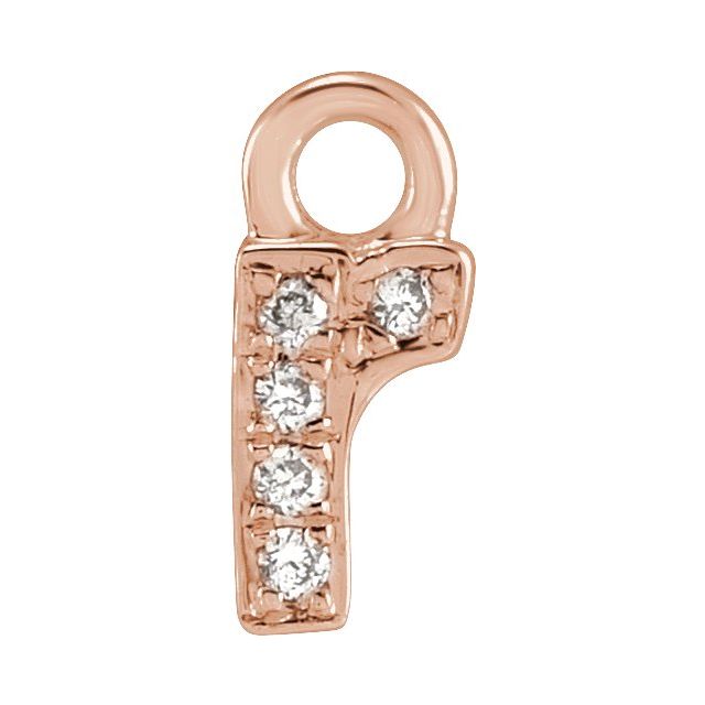 14K Yellow Or White Or Rose Gold Round .75 Mm I1, H+ Polished Natural Diamond Lowercase Initial Dangle