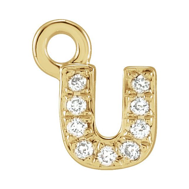 14K Yellow Or White Or Rose Gold Round .75 Mm I1, H+ Polished Natural Diamond Lowercase Initial Dangle