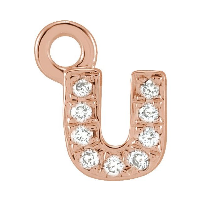 14K Yellow Or White Or Rose Gold Round .75 Mm I1, H+ Polished Natural Diamond Lowercase Initial Dangle