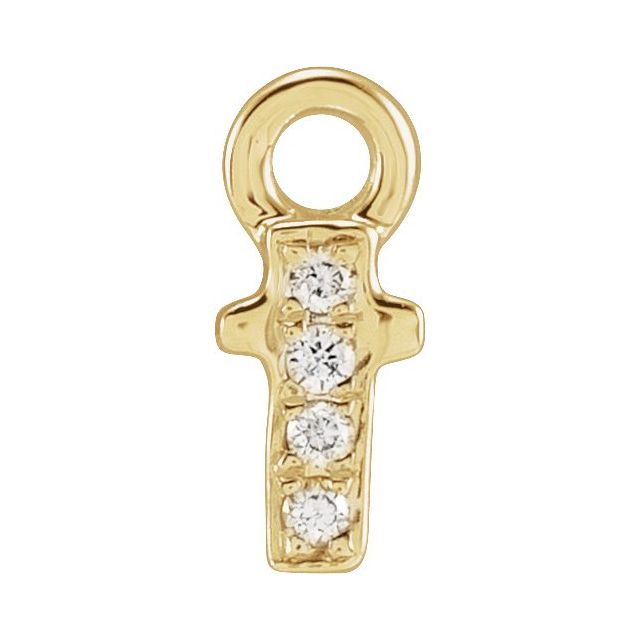 14K Yellow Or White Or Rose Gold Round .75 Mm I1, H+ Polished Natural Diamond Lowercase Initial Dangle
