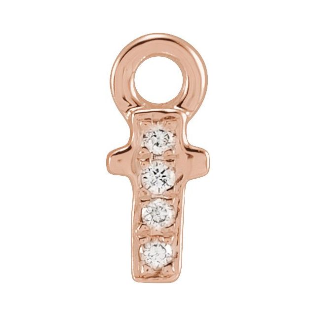 14K Yellow Or White Or Rose Gold Round .75 Mm I1, H+ Polished Natural Diamond Lowercase Initial Dangle