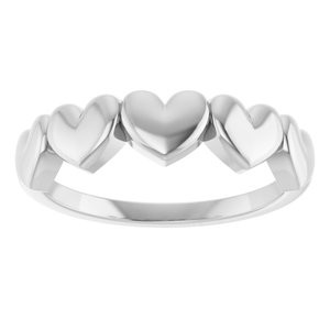 Sterling Silver Polished Connected Heart Ring Size 7
