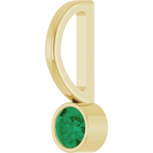 14K Yellow Gold Round 3 Mm Lab-Grown Emerald Bezel-Set Pendant