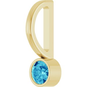 14K Yellow Gold Round 3 Mm Natural Blue Zircon Bezel-Set Pendant