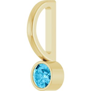 14K Yellow Gold Round 3 Mm Natural Aquamarine Bezel-Set Pendant