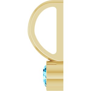 14K Yellow Gold Round 3 Mm Natural Aquamarine Bezel-Set Pendant