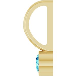 14K Yellow Gold Round 3 Mm Natural Blue Zircon Bezel-Set Pendant