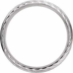 10K White Gold 6 Mm Polished Single Sided Rope Edge Band Size 11