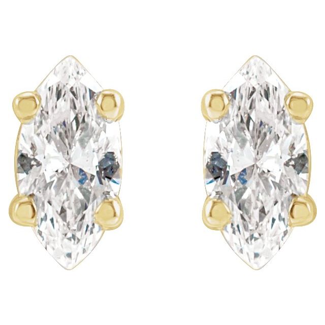 14K Yellow Or White Gold Marquise 4 X 2Mm I1, Ghi Friction 4-Prong Polished 1/8 Ctw Natural Diamond 4-Prong Wire Basket Earrings