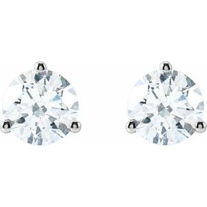 14K White Gold Round 5.75Mm Vs, F+ 1 1/2 Ctw Lab-Grown Diamond 3-Prong Friction Back Stud Earrings