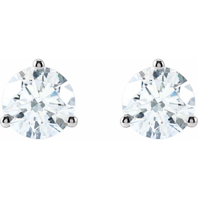 14K Yellow Or White Gold Round Si1-Si2, G-H Friction 3-Prong Polished Lab-Grown Diamond Stud Earrings