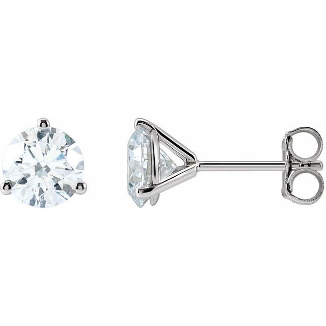 14K Yellow Or White Gold Round Si1-Si2, G-H Friction 3-Prong Polished Lab-Grown Diamond Stud Earrings