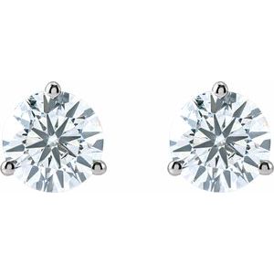14K White Gold Round 7Mm Vs, F+ 2 1/2 Ctw Lab-Grown Diamond 3-Prong Friction Back Stud Earrings