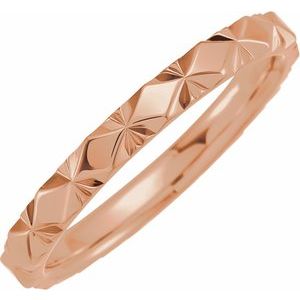 10K Rose Gold 2.5 Mm Polished Diamond Faceted Band Size 7