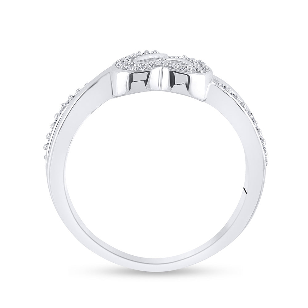Sterling Silver Womens Round Diamond Heart Frame Cluster Ring 1/8 Cttw, Womens Size: 5-10
