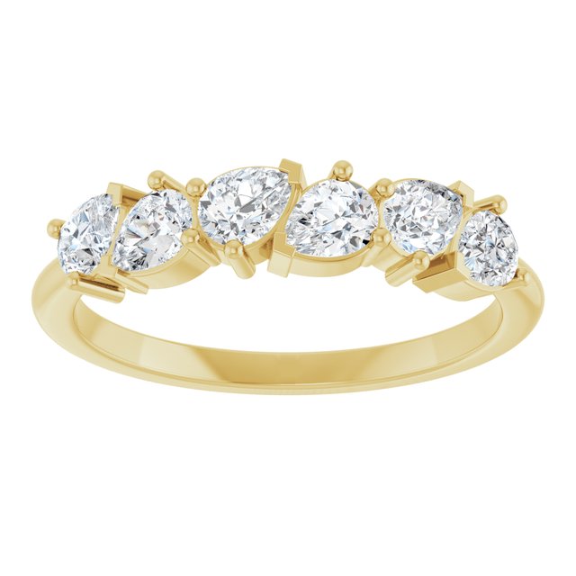 14K Yellow Gold Pear 4 X 3 Mm Polished 7/8 Ctw Natural Diamond Anniversary Band, Size 7