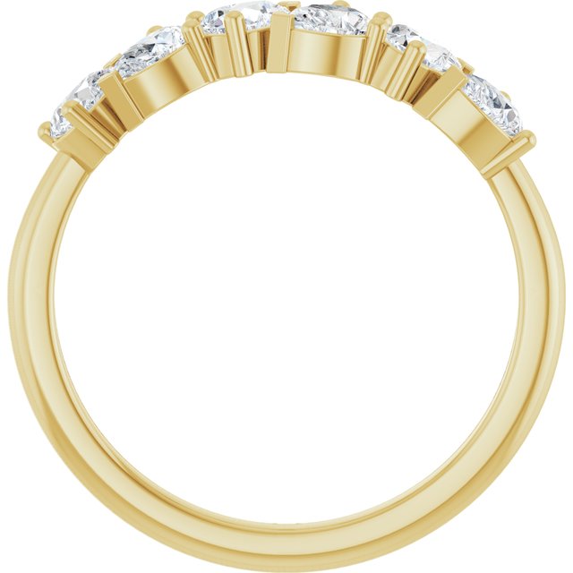 14K Yellow Gold Pear 4 X 3 Mm Polished 7/8 Ctw Natural Diamond Anniversary Band, Size 7