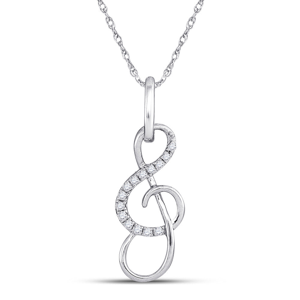 10K White Gold Womens Round Diamond Treble Clef Music Note Pendant 1/10 Cttw, Length: 1.11 In, Width: 0.35 In