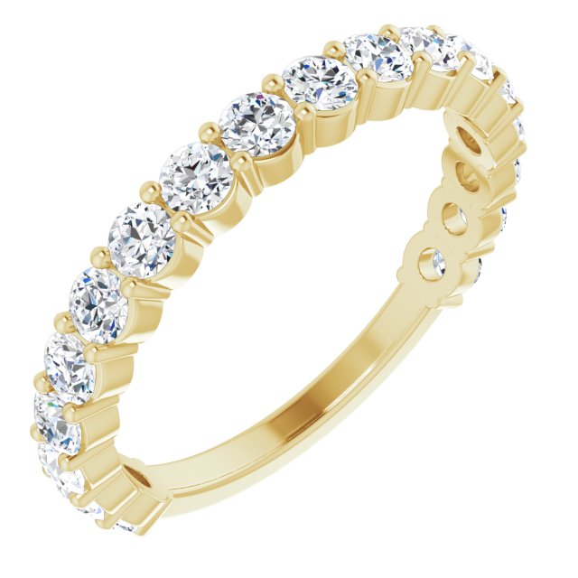 14K Yellow Or White Or Rose Gold Or Platinum Round I1, G-H Polished Natural Diamond Matching Band, Size 7