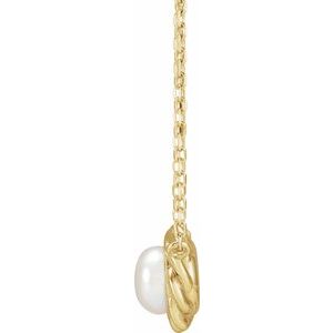 14K Yellow Gold Pearl 5.0-5.9 Mm Cultured White Freshwater Pearl Necklace, Length: 18 In