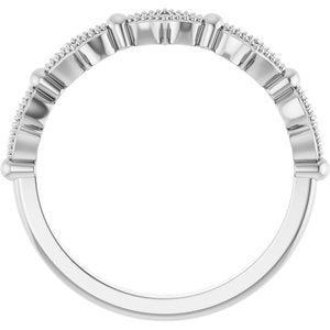 14K White Gold Round Polished .05 Ctw Natural Diamond Anniversary Band Size 7