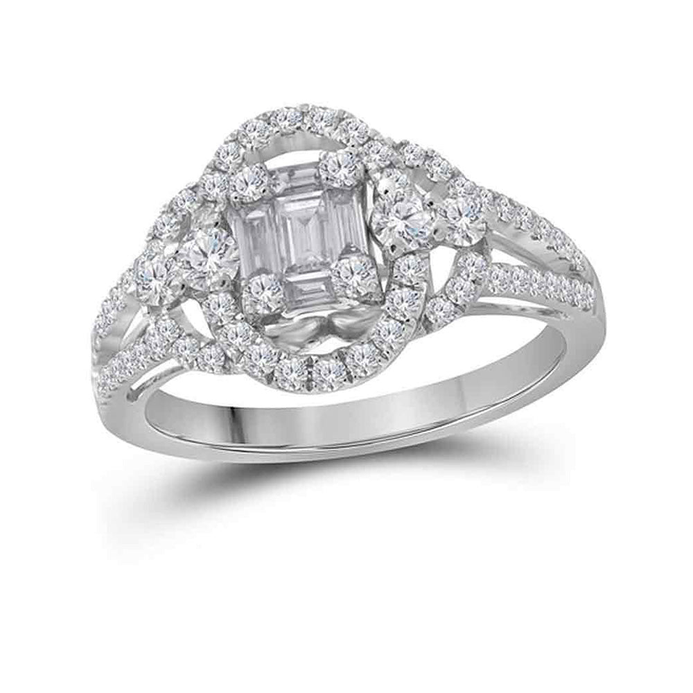 18K White Gold Baguette Diamond Square Bridal Wedding Engagement Ring 3/4 Cttw, Womens Size: 5-10
