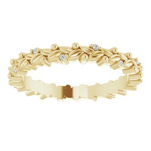 14K Yellow Gold Round .8 Mm Gh Si2-Si3 .03 Ctw Natural Diamond Band Size 4.5