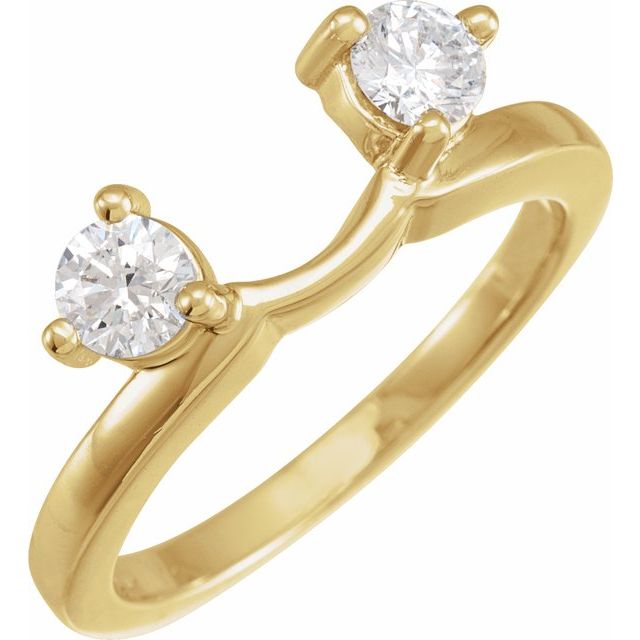 14K Yellow Gold Round 3 Mm Polished 1/5 Ctw Natural Diamond Ring Guard, Size 6