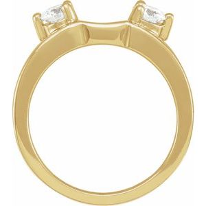 14K Yellow Gold Round 3.9 Mm Polished 1/2 Ctw Natural Diamond Ring Guard Size 6